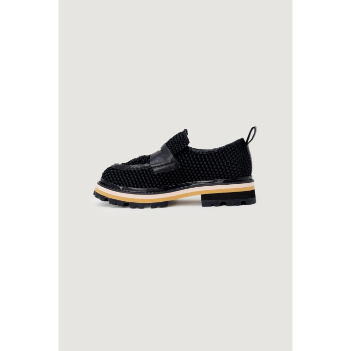 ASH zapato de tacón para mujer negro de tejido trenzado vista lateral