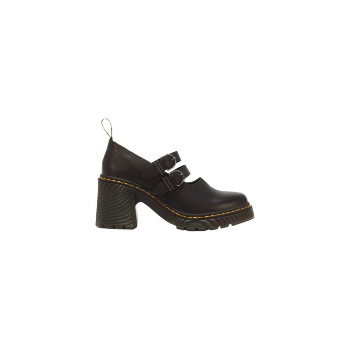 Dr. Martens Eviee Sendal para mujer en negro de cuero vista lateral