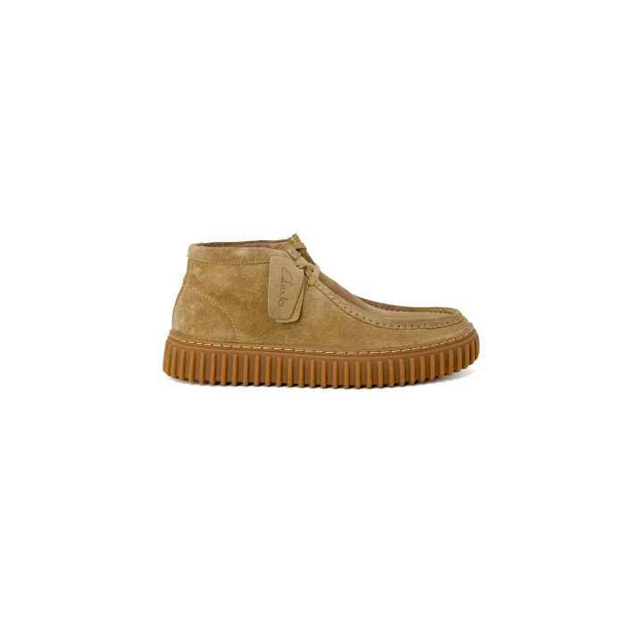 Clarks botas de hombre Torhill Hi beige de ante vista lateral