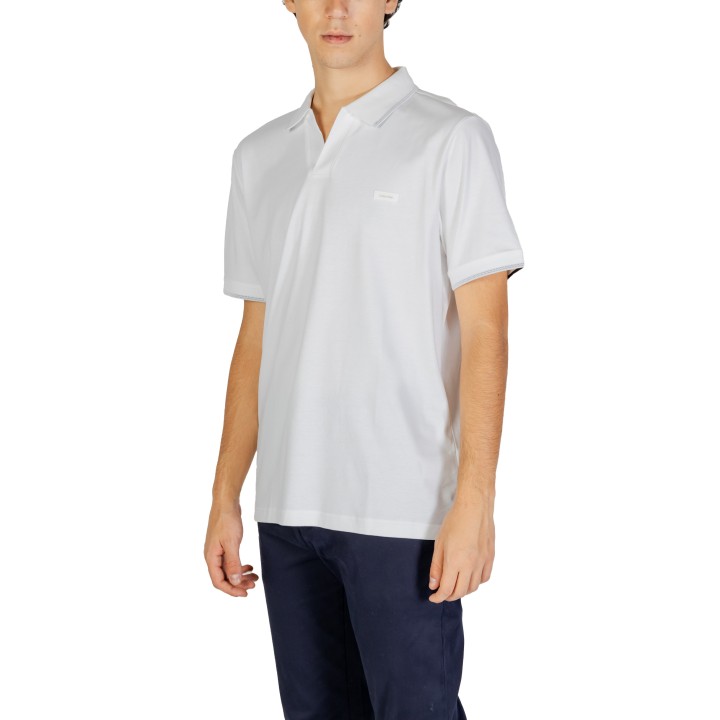 Polo de hombre Calvin Klein Jeans blanco de algodón vista de tres cuartos