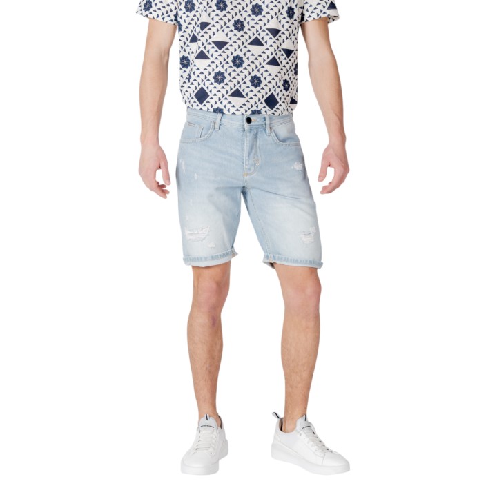 Antony Morato pantalón corto de hombre Argon slim fit en denim azul claro vista frontal