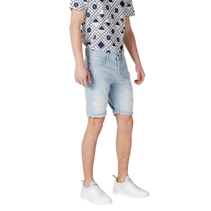 Antony Morato pantalón corto de hombre Argon slim fit en denim azul claro vista tres cuartos