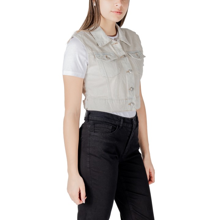 Only chaleco vaquero de mujer en denim claro vista de tres cuartos referencia 15341352