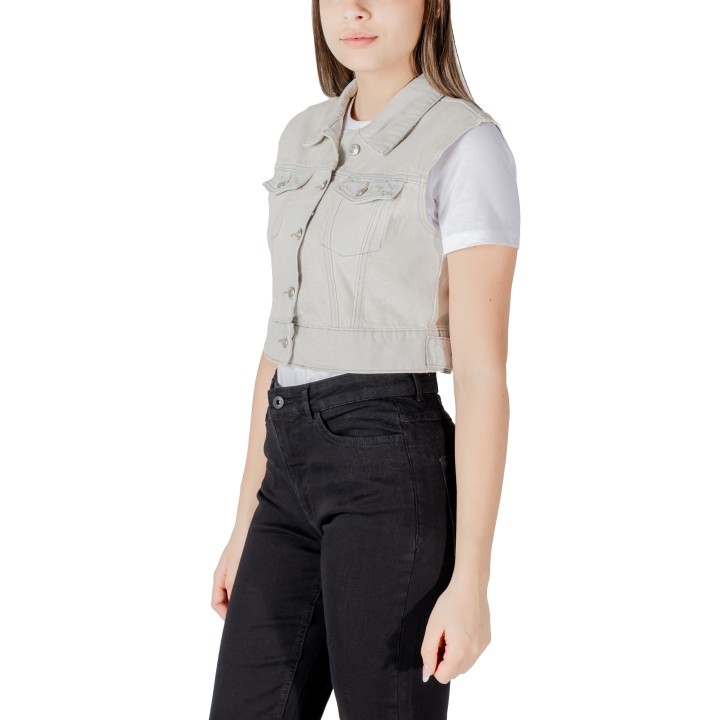 Only chaleco vaquero de mujer en denim claro vista de tres cuartos referencia 15341352