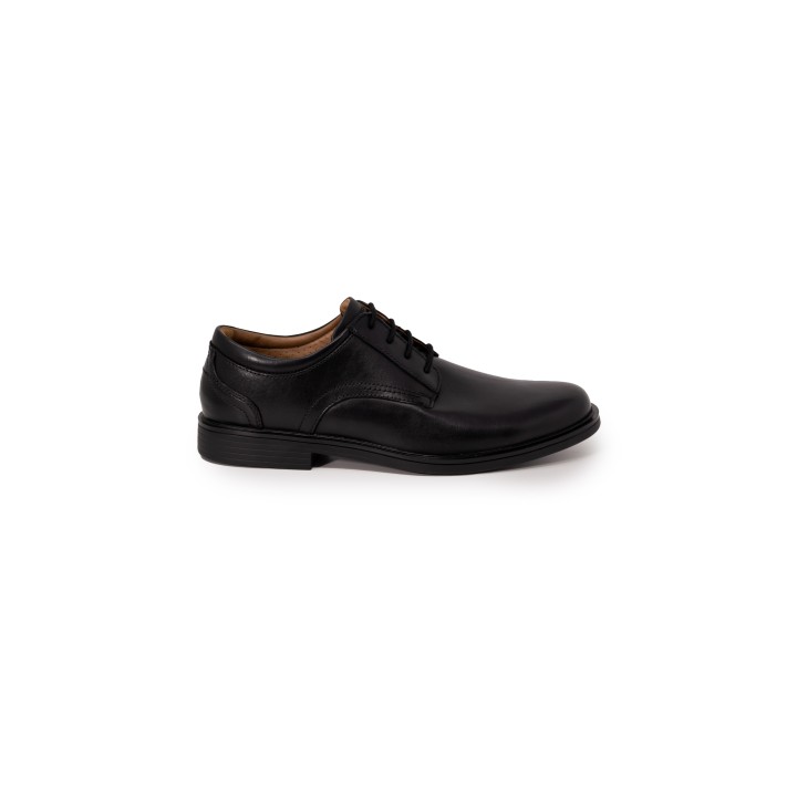 Clarks Un Aldric Lace para hombre en negro zapatos con cordones vista tres cuartos