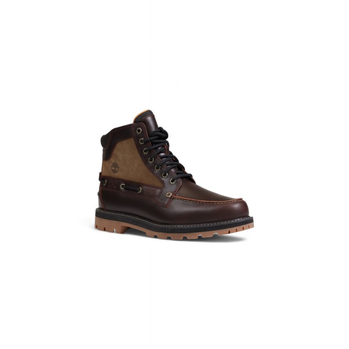 Timberland Mid Lace Boot para hombre en cuero marrón vista tres cuartos