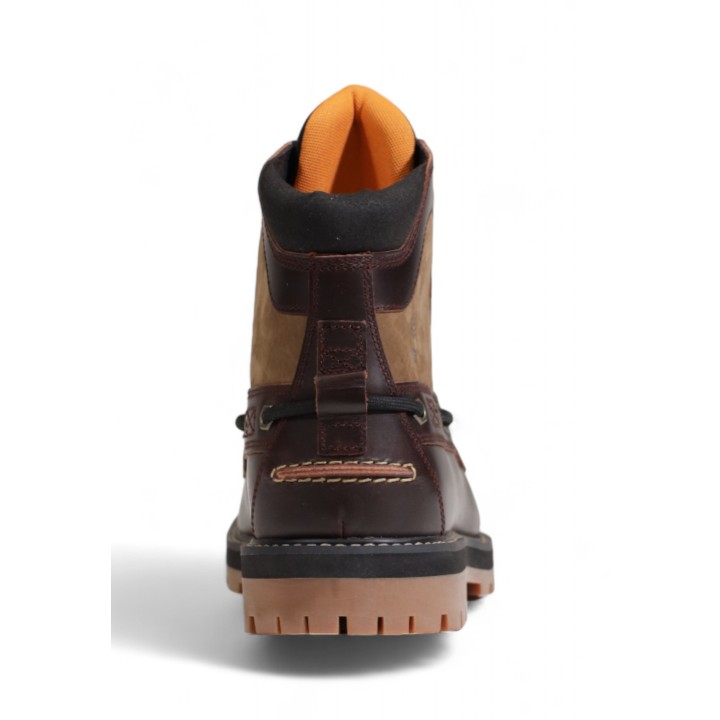 Timberland Mid Lace Boot para hombre en cuero marrón vista posterior