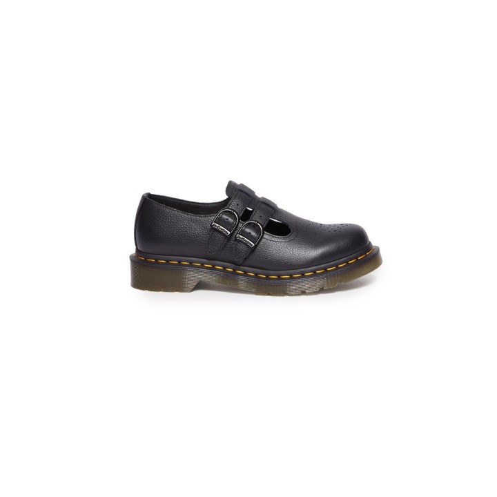Dr. Martens 8065 Mary Jane Virginia para mujer negras de piel vista lateral