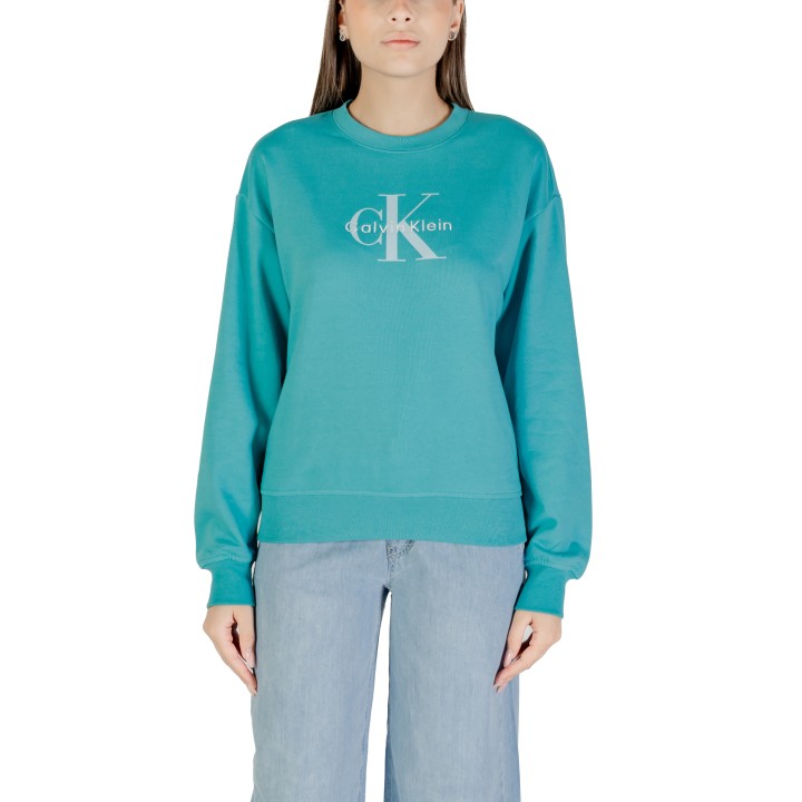 Sudadera Calvin Klein Jeans de mujer azul celeste con logo vista frontal