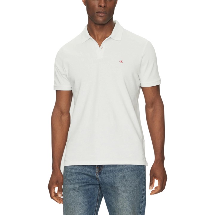 Polo de hombre Calvin Klein Jeans blanco de piqué vista frontal referencia LV040EM269