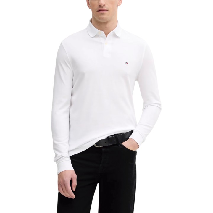 Tommy Hilfiger polo de hombre blanco de manga larga vista frontal 1985 Regular LS Polo