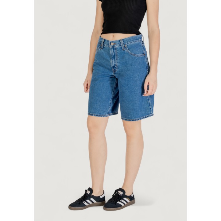 Levi's pantalón corto baggy dad jort para mujer azul denim vista frontal