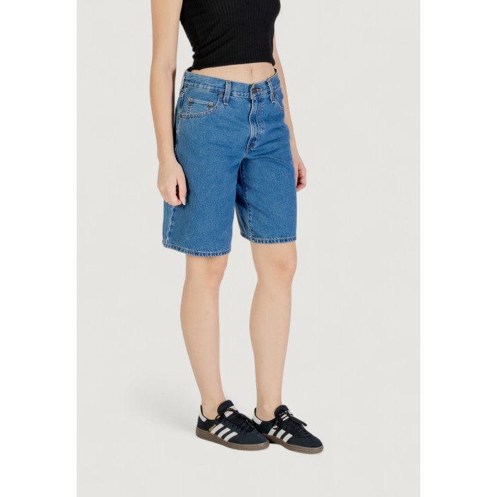 Levi's pantalón corto baggy dad jort para mujer azul denim vista tres cuartos
