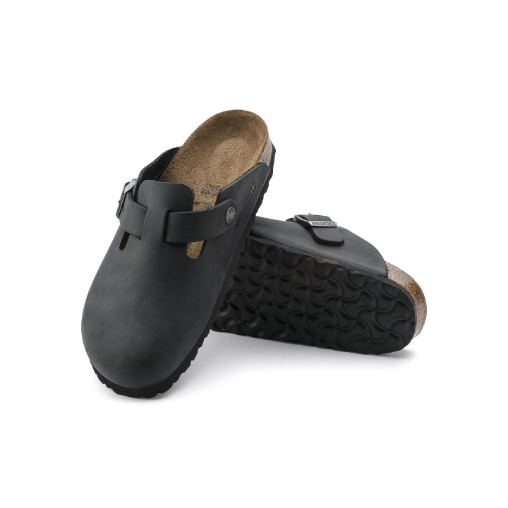 Sandalia Birkenstock Boston 0059463 negra para mujer vista posterior e inferior