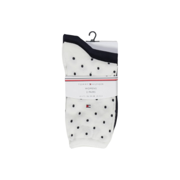 Tommy Hilfiger calcetines de mujer blancos con lunares pack de 2 vista frontal en упаковка