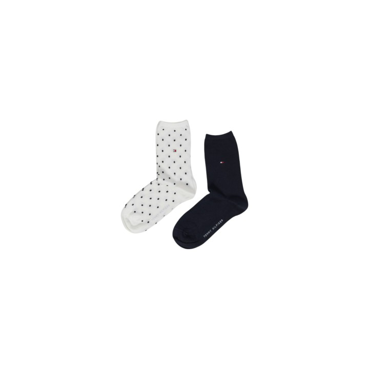 Tommy Hilfiger calcetines de mujer blancos con lunares y azul marino pack de 2 vista tres cuartos