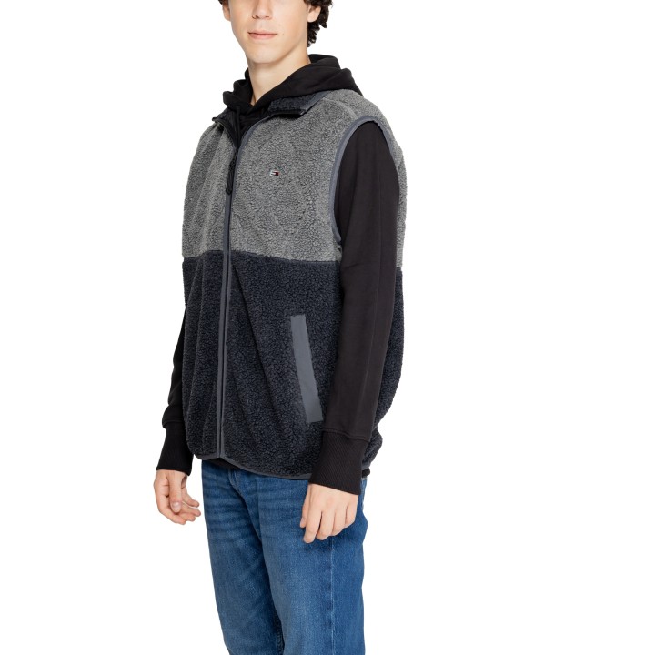 Chaleco Tommy Hilfiger Jeans para hombre de borreguito negro y gris vista lateral