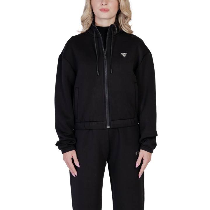 Sudadera Guess Active Cecilia Scuba Zip negra para mujer vista frontal