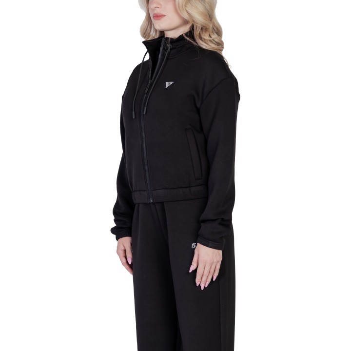 Sudadera Guess Active Cecilia Scuba Zip negra para mujer vista de tres cuartos