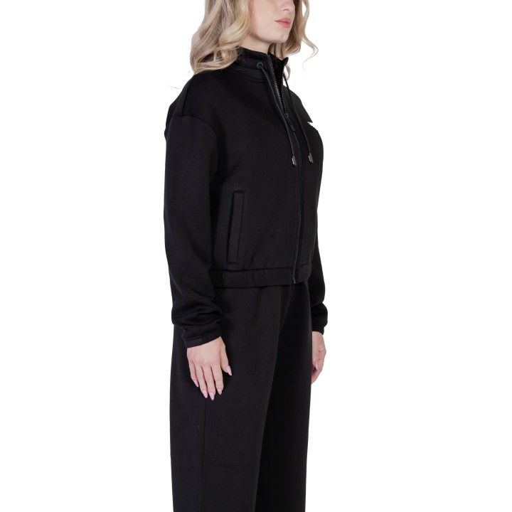 Sudadera Guess Active Cecilia Scuba Zip negra para mujer vista de tres cuartos