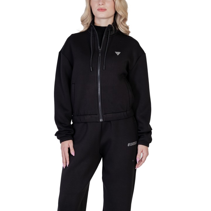 Sudadera Guess Active Cecilia Scuba Zip negra para mujer vista frontal