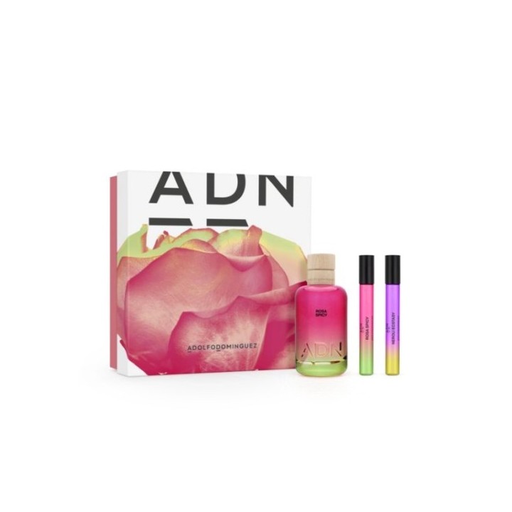 Set de perfume rosa para mujer A. Domínguez con estuche y vaporizador vista frontal