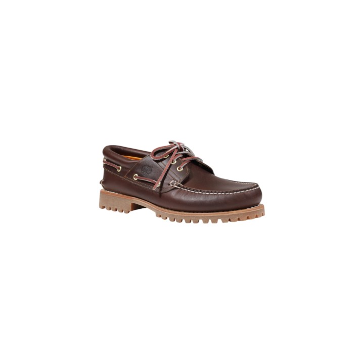 Timberland boat shoe para hombre marrón de piel vista tres cuartos