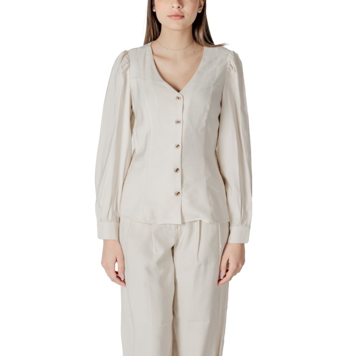 Blusa de mujer Vila Clothes Vimulli crema 14103853 vista frontal