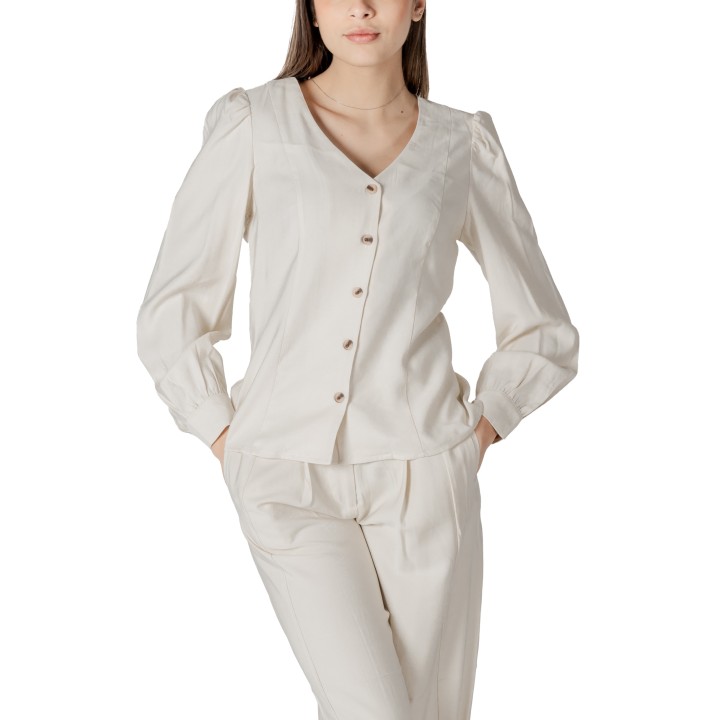 Blusa de mujer Vila Clothes Vimulli crema 14103853 vista frontal