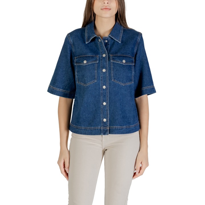 Only camisa de mujer en denim azul oscuro referencia 15347084 vista frontal