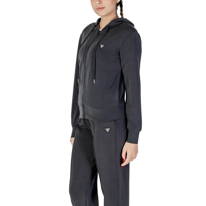 Sudadera Guess Active Olympe Full Zip para mujer negra vista de tres cuartos