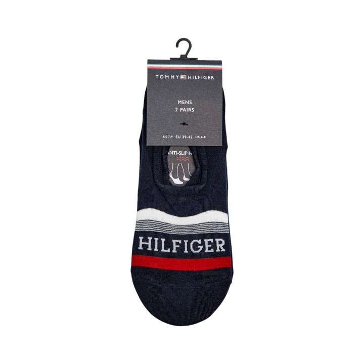 Tommy Hilfiger calcetín tobillero de hombre azul marino vista frontal con embalaje