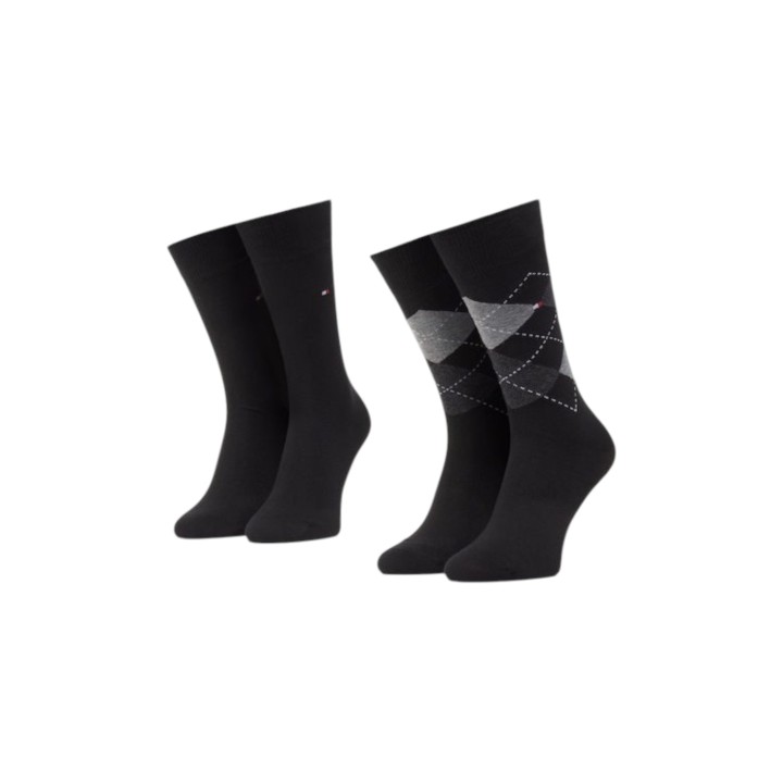 Calcetines de hombre Tommy Hilfiger Sock Check negros vista de tres cuartos