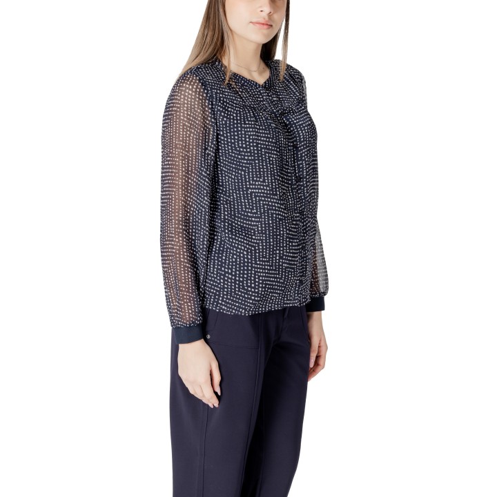 Street One blusa de mujer azul oscuro de chiffon estampado vista lateral
