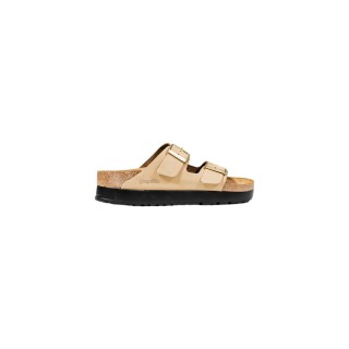 Sandalia Birkenstock Arizona Flex Platform beige para mujer vista lateral