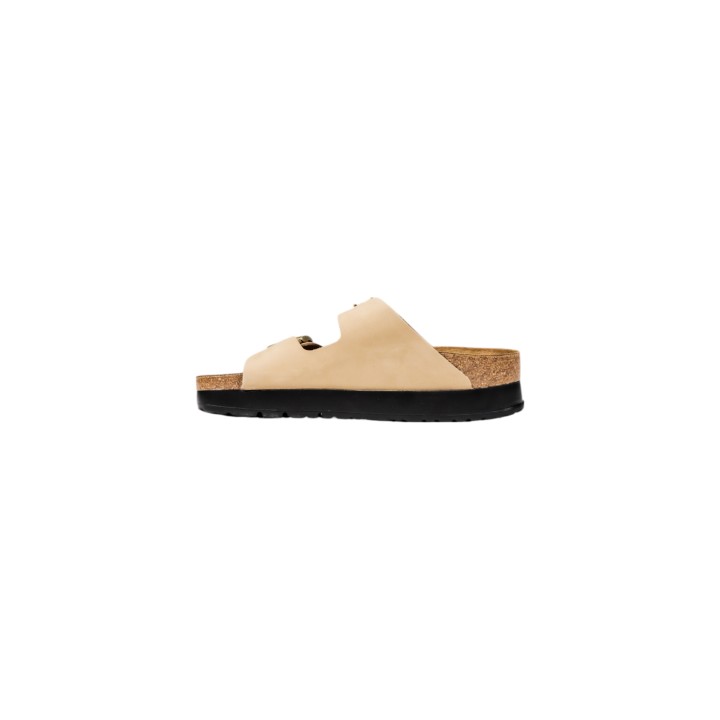 Sandalia Birkenstock Arizona Flex Platform beige para mujer vista lateral