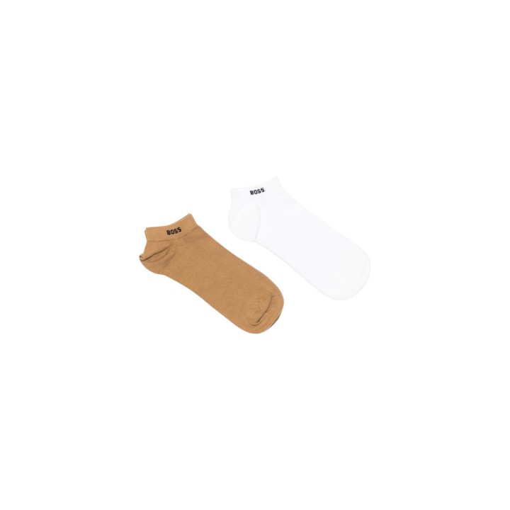 Boss calcetines tobilleros para hombre beige y blanco vista tres cuartos