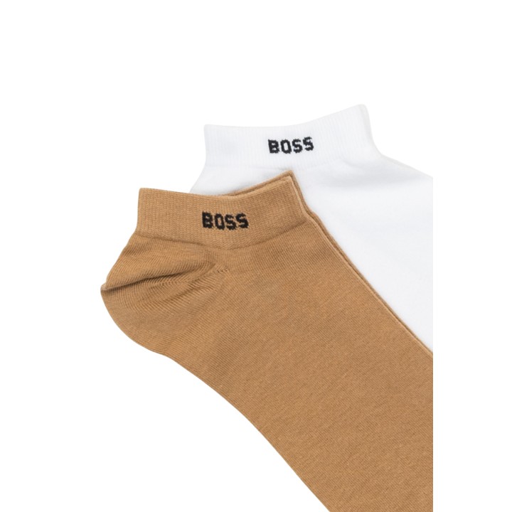 Boss calcetines tobilleros para hombre beige y blanco detalle del logo