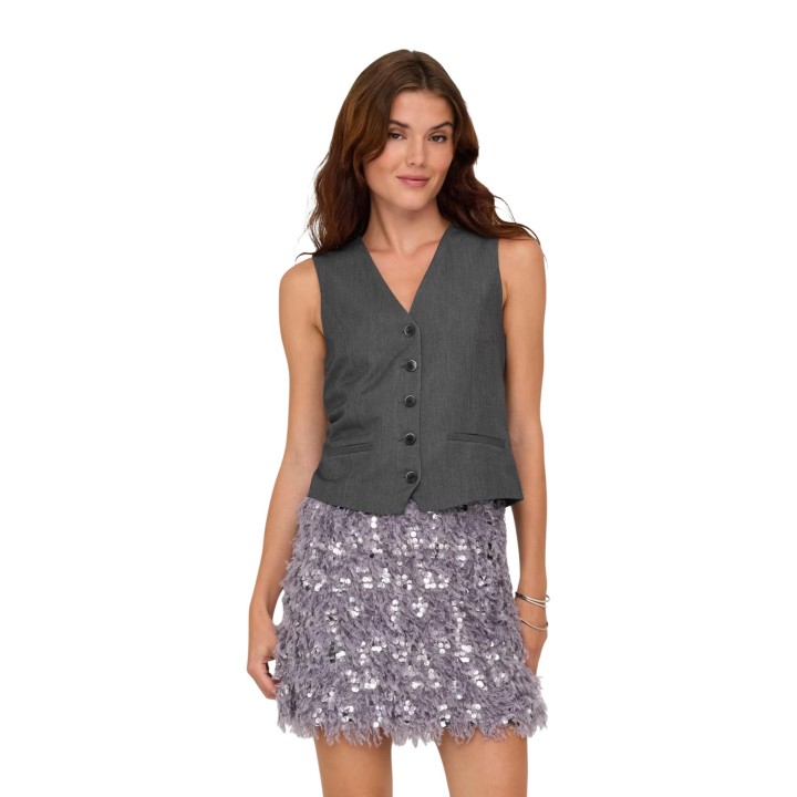 Only chaleco de mujer gris oscuro Onliris-Hattie vista frontal
