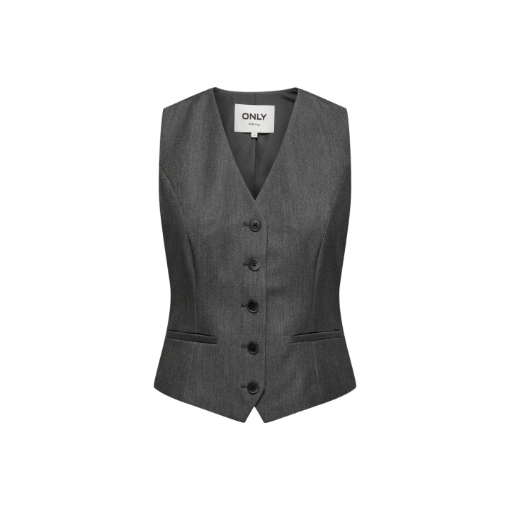 Only chaleco de mujer gris oscuro Onliris-Hattie detalle frontal