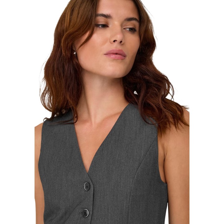 Only chaleco de mujer gris oscuro Onliris-Hattie detalle del escote