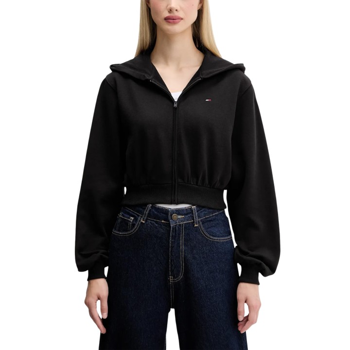 Tommy Hilfiger Jeans sudadera de mujer negra con capucha vista frontal