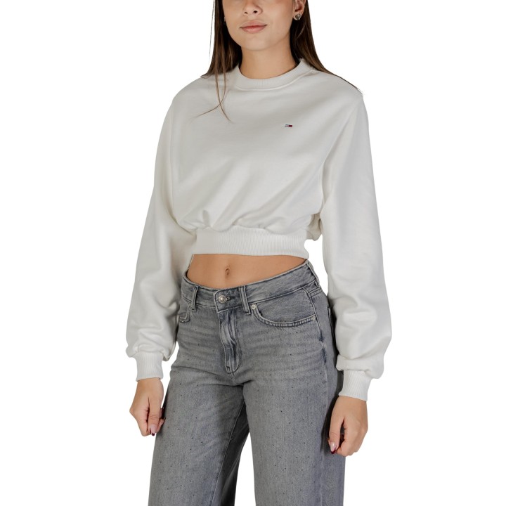 Sudadera de mujer Tommy Hilfiger Jeans Sour Cream DW0DW21831 vista tres cuartos