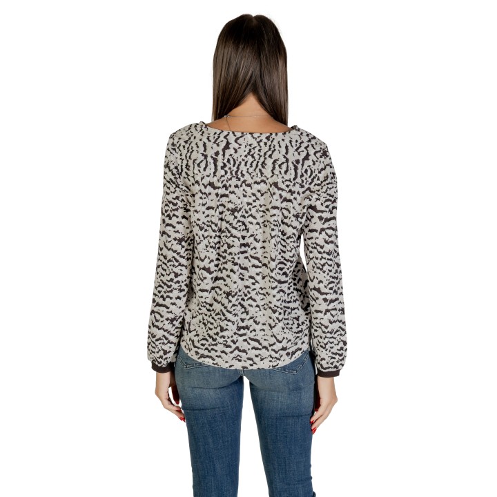 Street One blusa de mujer negra y beige con estampado vista posterior
