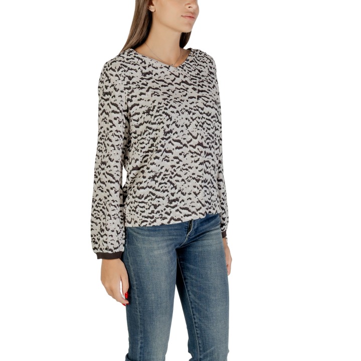 Street One blusa de mujer negra y beige con estampado vista de tres cuartos