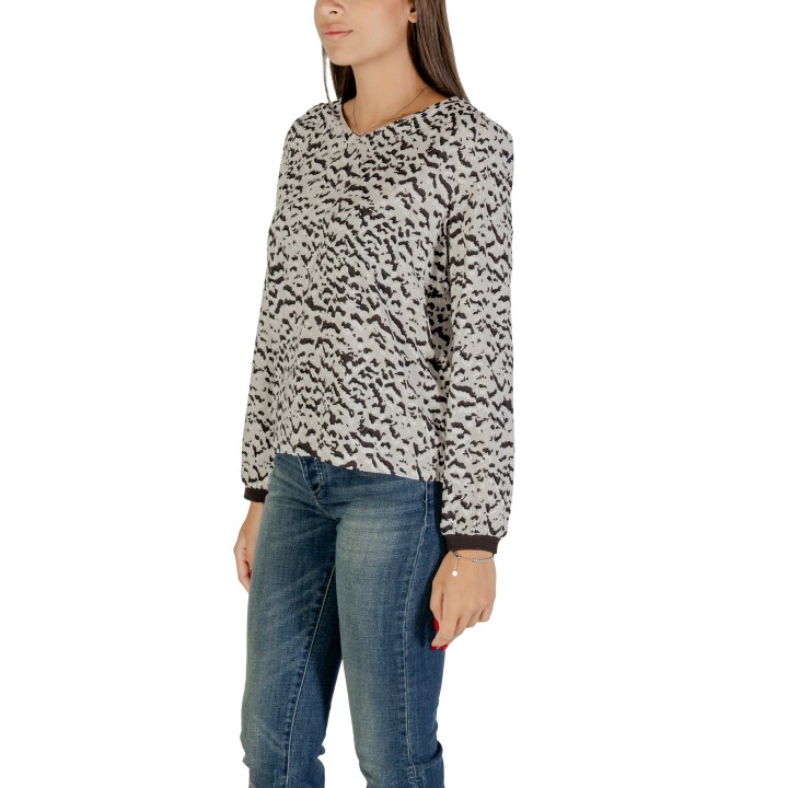 Street One blusa de mujer negra y beige con estampado vista de tres cuartos