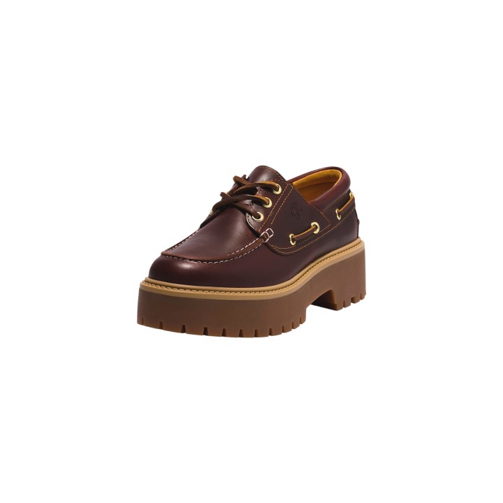 Timberland zapato náutico de mujer burdeos vista tres cuartos