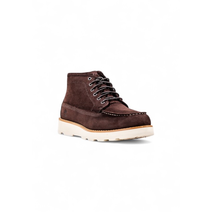 Timberland Brit Mid Lace TB0A6CEP botas de hombre marrón oscuro vista tres cuartos frontal