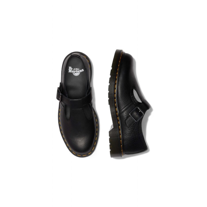 Dr. Martens Polley Ambassador 41408001 zapato de mujer negro de piel vista superior y lateral