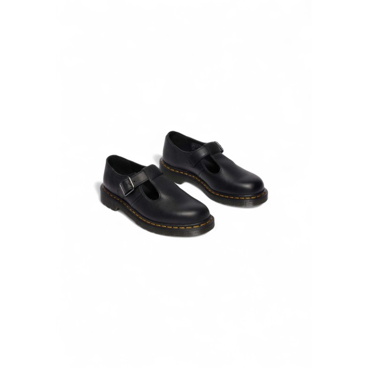 Dr. Martens Polley Ambassador 41408001 zapatos de mujer negros de piel vista de tres cuartos